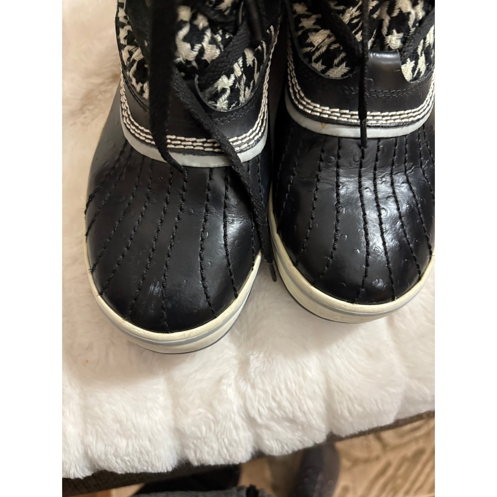Sorel Winter Carnival Waterproof Houndstooth Duck Boots Black White Womens - Picture 7 of 10